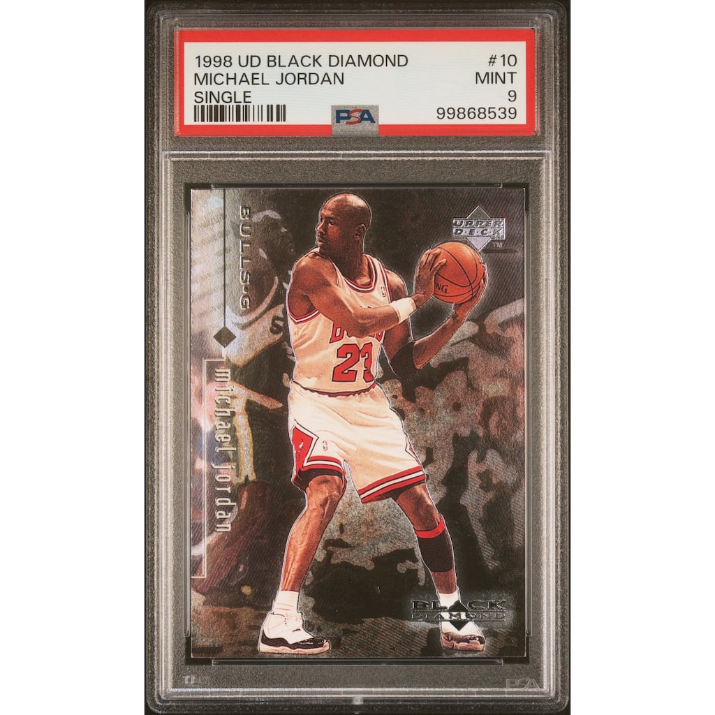 Michael Jordan 1998 Upper Deck Black Diamond Basketball Card #10 Graded PSA 9 - 8' x 11'