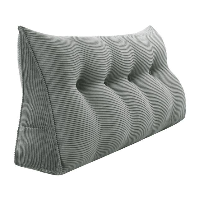 WOWMAX Large Reading Wedge Headboard Pillow for Bed Rest Back Support - Full - Grey