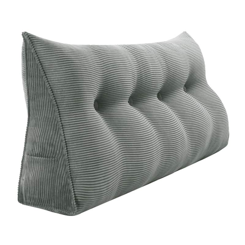 WOWMAX Large Reading Wedge Headboard Pillow for Bed Rest Back Support - Full - Grey