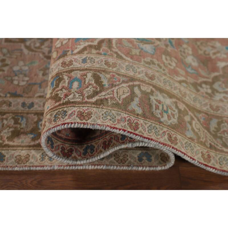 Kashan Persian Vintage Runner Rug Handmade Wool Carpet - 3'1"x 10'7"