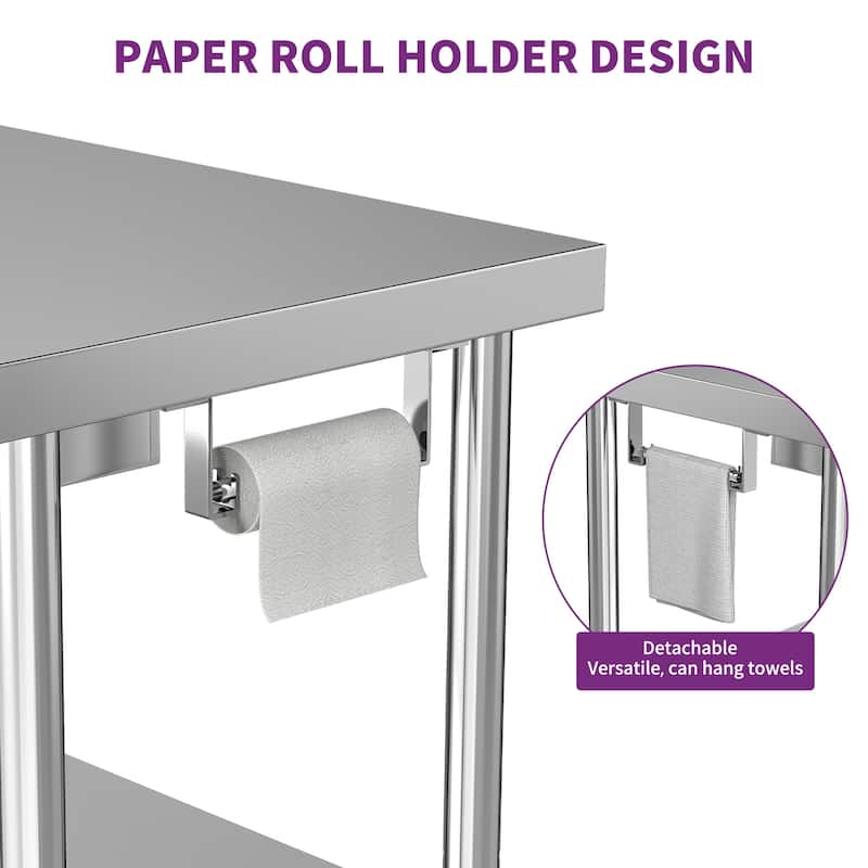 60"×24" Stainless Steel Table with Two Drawers