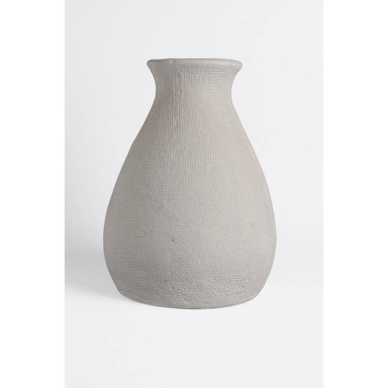 Paper Mache Vase Natural White Dia 9.06" - NATURAL WHITE - NATURAL WHITE