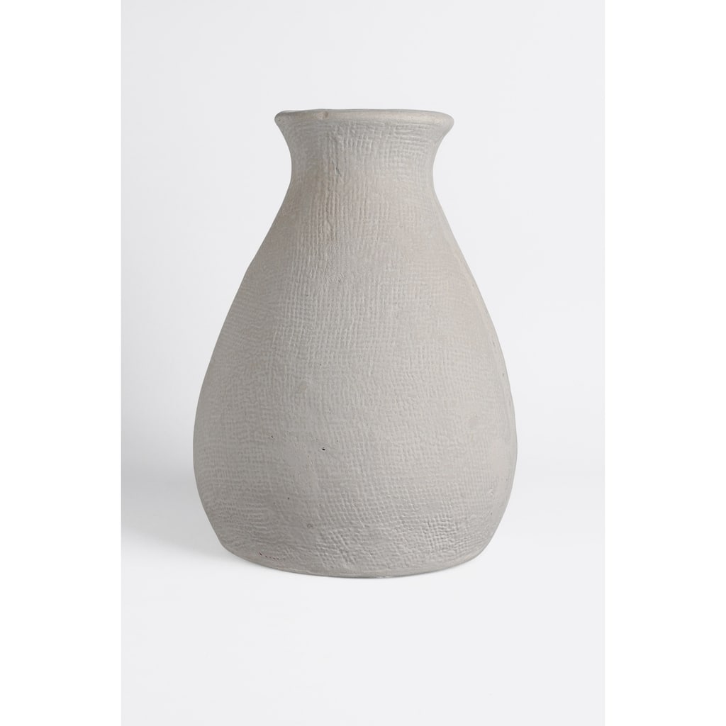 Paper Mache Vase Natural White Dia 9.06" - NATURAL WHITE - NATURAL WHITE