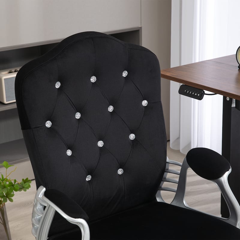 Vinsetto Home Office Chair, Computer Chair, Button Tufted Desk Chair with Swivel Wheels, Adjustable Height, and Tilt Function