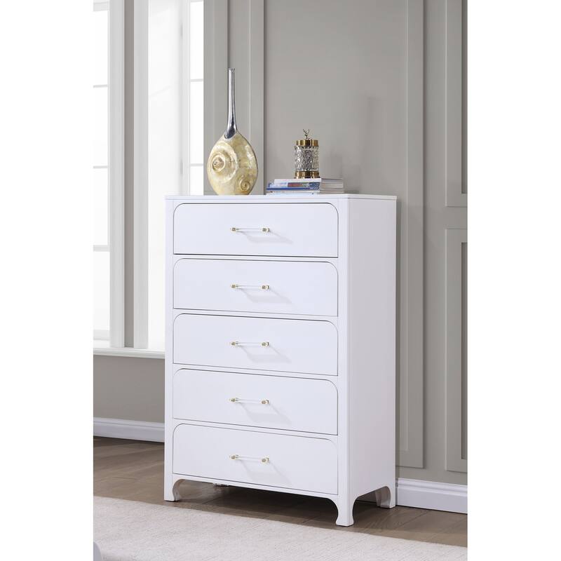 Anastasia 5-drawer Bedroom Chest Pearl White