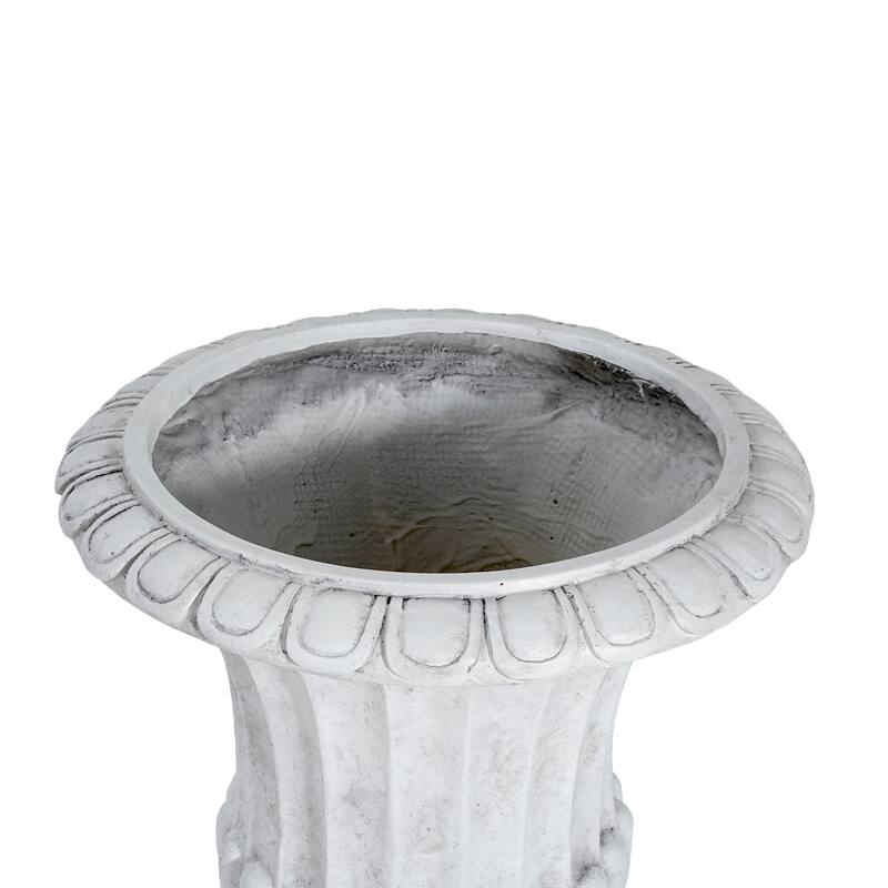 Classic Elegant Gray Urn Planter Pot for Patio Garden and Living Room