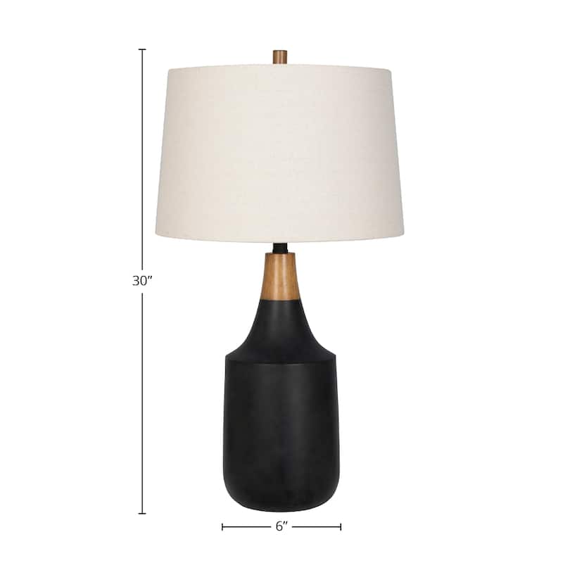 30" Table Lamp, Black/ Wood (Set of 2) - 30