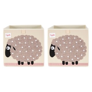 3 Sprouts Kids Childrens Foldable Fabric Storage Cube Bin Box, Sheep (2 ...