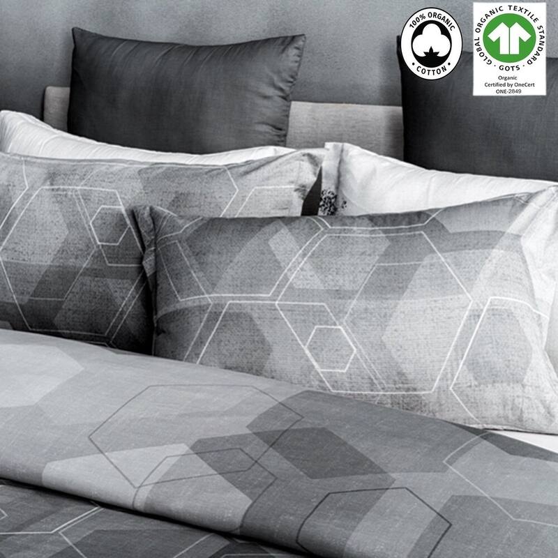 A1HC Reversible Print Organic Cotton Pillowcase, GOTS Certified, Wrinkle Resistant, Long Staple Cotton, 21" x 30" (Set Of 2)