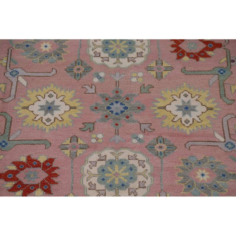 All-Over Pink Oushak Oriental Area Rug Handmade Wool Carpet - 8'1"x 9'11"