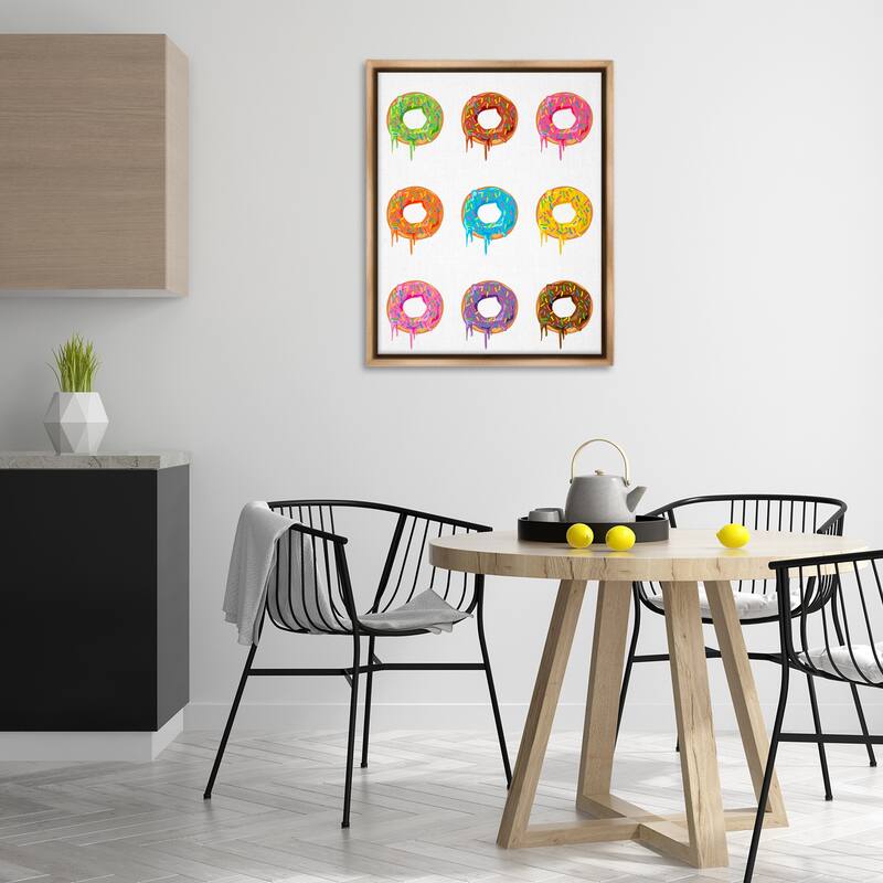 Stupell Bright Donut Rows Framed Floater Canvas Wall Art Design By Marcus Prime