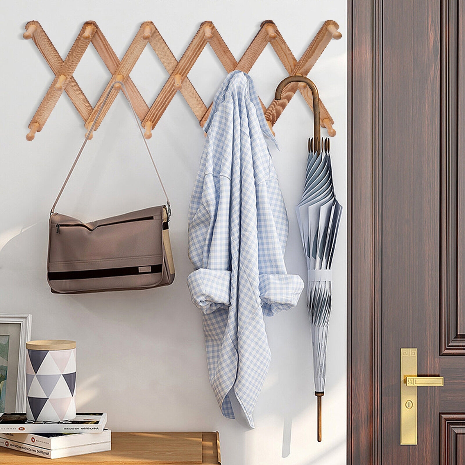 Wooden Expandable Coat Rack Wall Mounted Closet Hook - On Sale - Bed Bath &  Beyond - 37320825