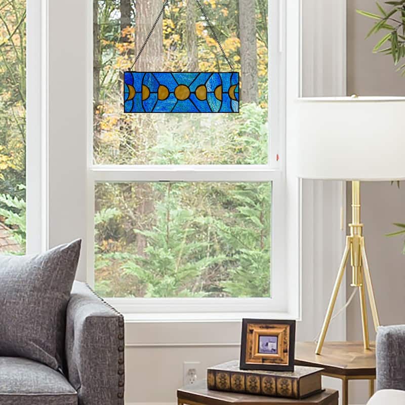 Moon Phases River of Goods Stained Glass Window Panel - 14" x 0.25" x 5"