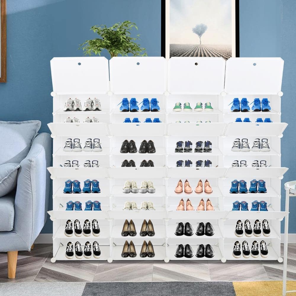 32 Grids 8-Tier Portable Shoe Rack Organizer Shelf Storage Cabinet