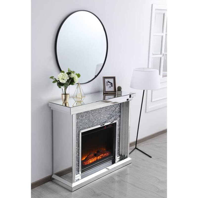 47.5 in. Crystal Mirrored Fireplace Mantle