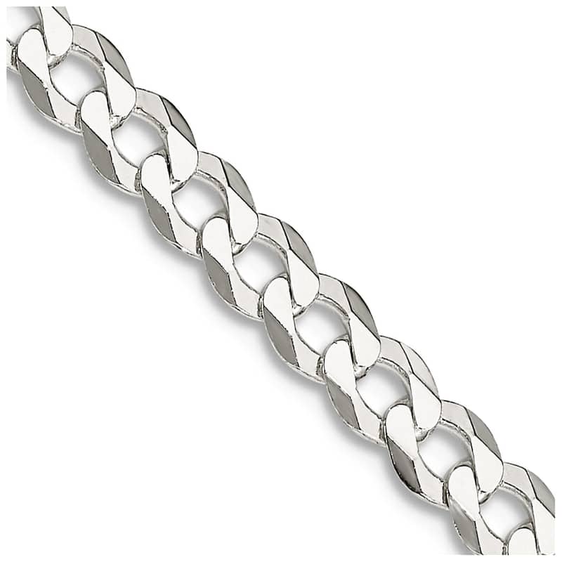 Curata 925 Sterling Silver 4.5mm Closed Link Flat Curb Chain Necklace