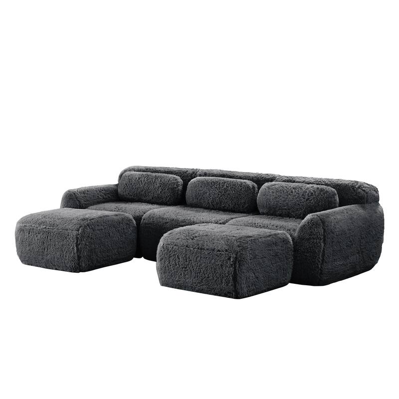 Anmytek Modular Sectional U-Shaped Sofa Deep Seat With Chaise Free Combination Vacuum Packed