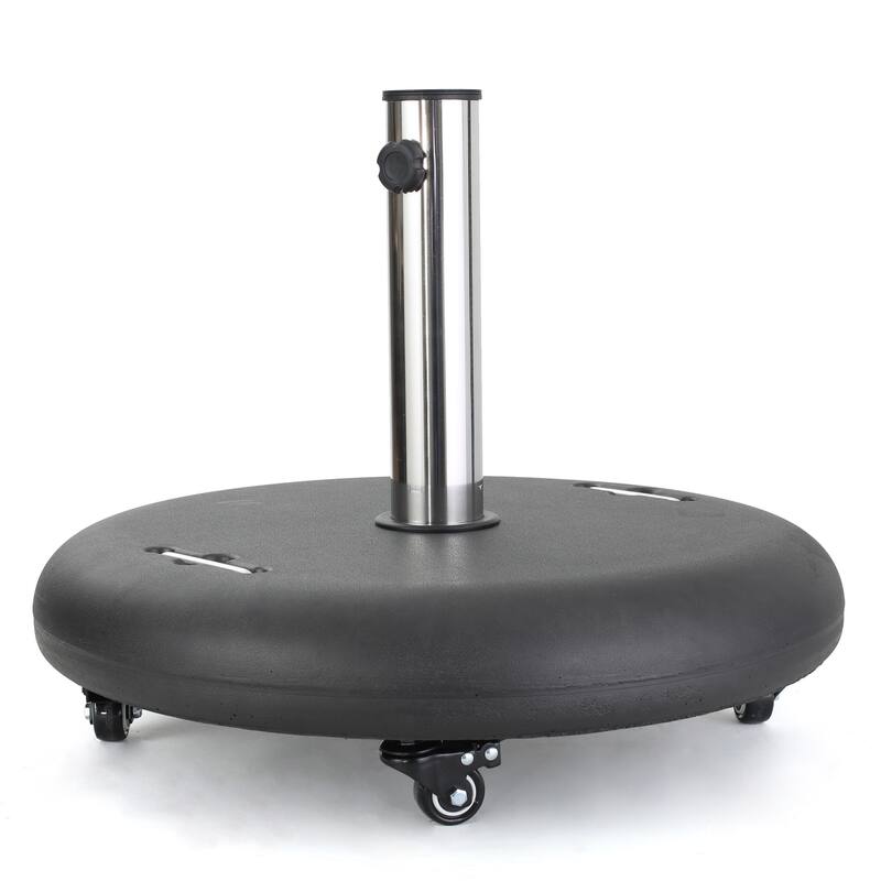 Hayward Outdoor 80-pound Round Black Stainless Steel Umbrella Base Holder with Wheels by Christopher Knight Home