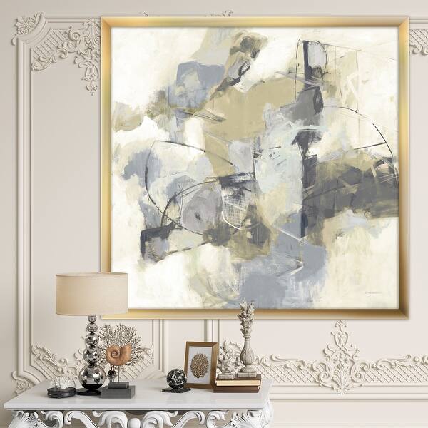slide 1 of 10, Designart 'Glam Cream Dream III' Modern & Contemporary Framed Art Print 16 in. wide x 16 in. high - Gold