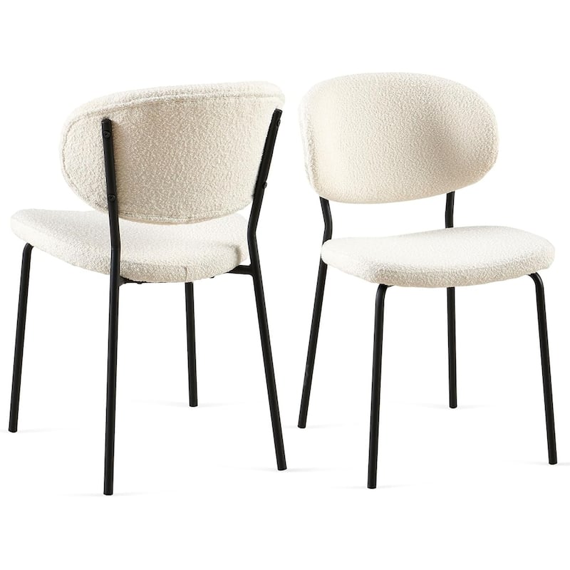 Howtai Round Kitchen Dining Chairs Upholstered,Metal Legs - 2 Chairs - Beige