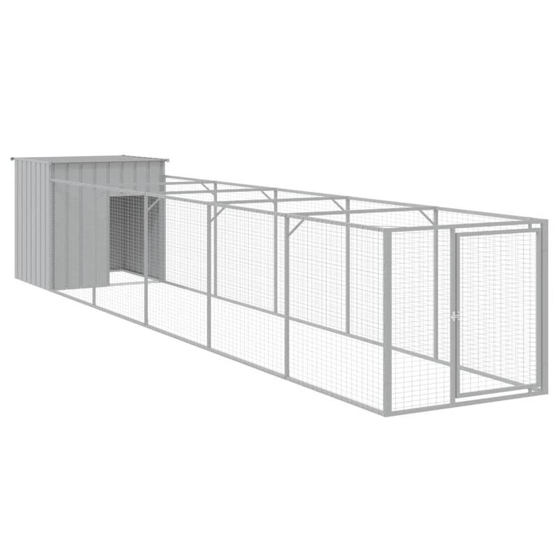 vidaXL Dog House with Run Anthracite/Light Gray multisize Galvanized Steel
