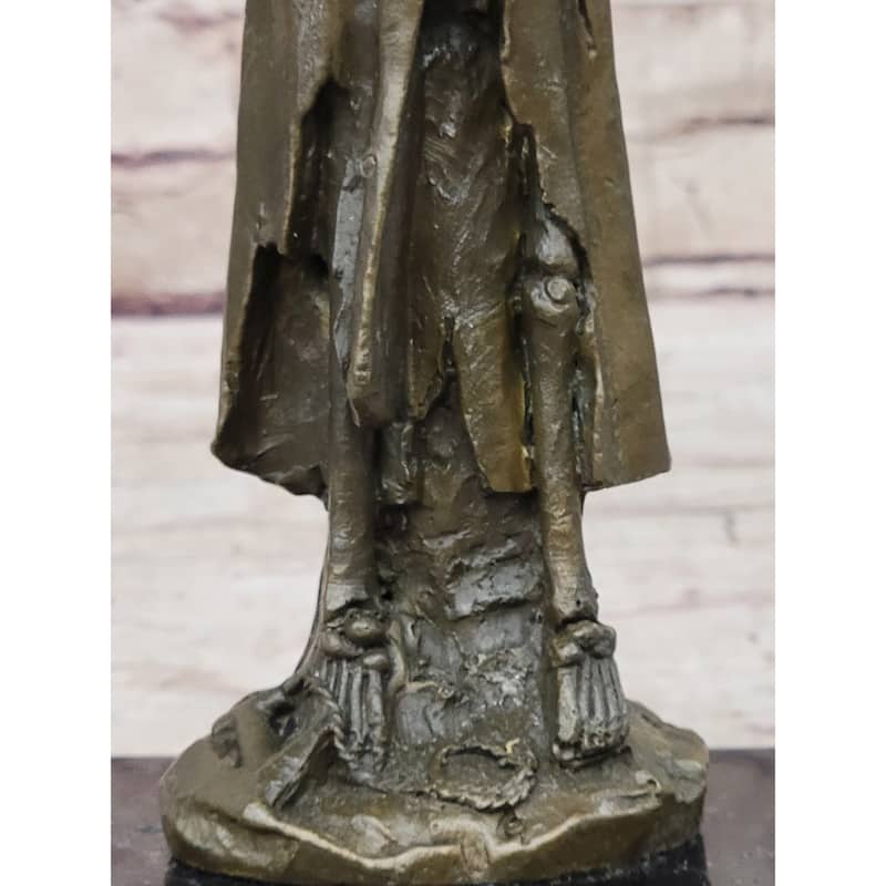 Pirate Skeleton Tied To Post Real Bronze Metal Statue Sculpture On Marble Base