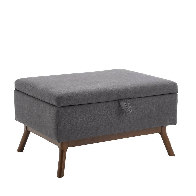 Mid-century Modern Square Coffee Table, Storage Ottoman with Flip Top, Shoe Bench with Hidden Storage Compartment