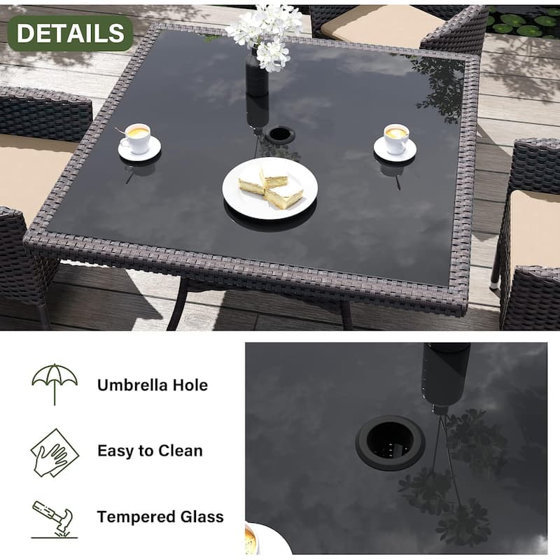 Kullavik Outdoor Dining Set, Rattan Patio Furniture Dining Table & Chairs