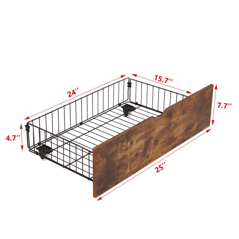 Full Solid Wood Under Bed Storage Drawer for Bedroom,Suggested for Full Size Platform Bed