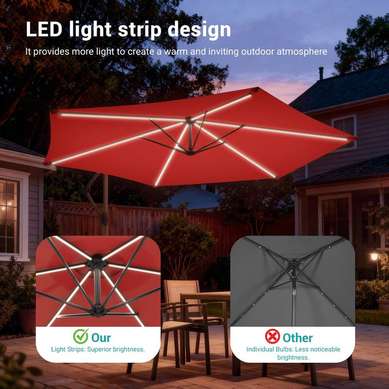 Sonkuki Outdoor 10FT LED lighted Patio Offset umbrella for Garden