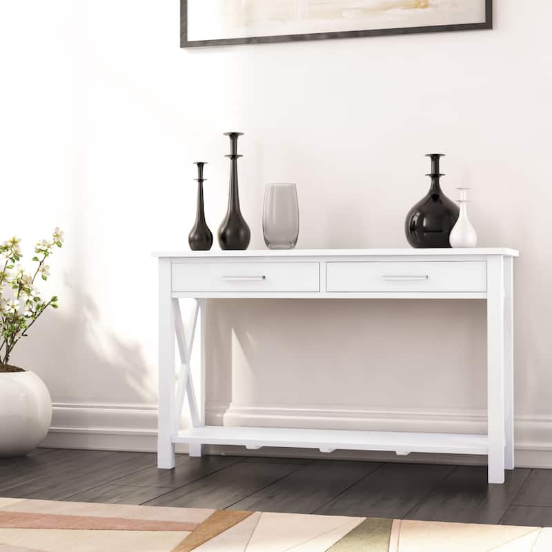 WYNDENHALL Waterloo SOLID WOOD 47 inch Wide Contemporary Console Sofa Table - 47.4 Inches wide - White