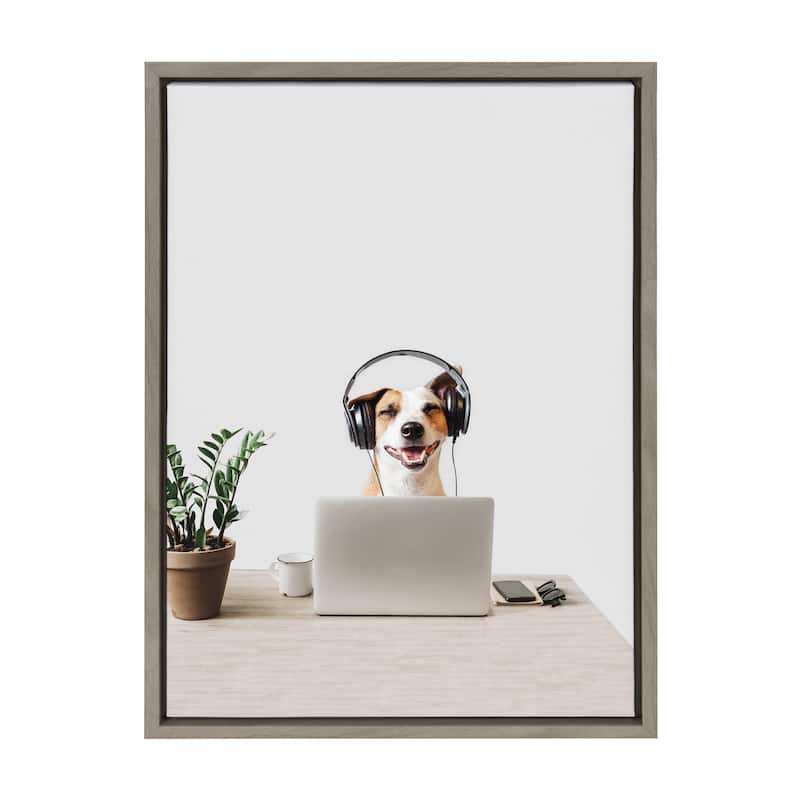 Kate and Laurel Sylvie Doug Framed Canvas by The Creative Bunch Studio - 18x24 - Plastic - Grey