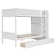 preview thumbnail 46 of 50, Space-Saving Bunk Bed with 2 Drawers and Multi-layer Cabine, Solid Wood Bunk Bed Frame with Guardrail for Kids, Teens Bedroom