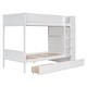 preview thumbnail 5 of 7, White Wood Bunk Bed with Drawers, Multi-layer Cabinet, Guardrail