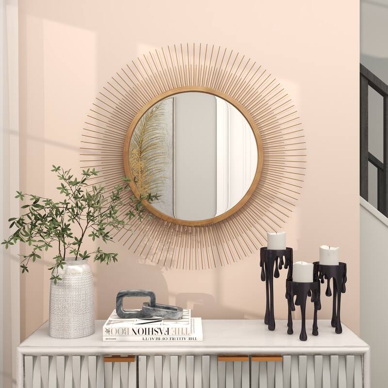 Gold Metal Starburst Room Wall Mirror