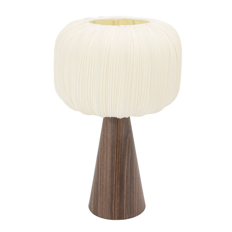 Metal Table Lamp with Pleated Fabric Shade and Inline Switch - Beige;Natural