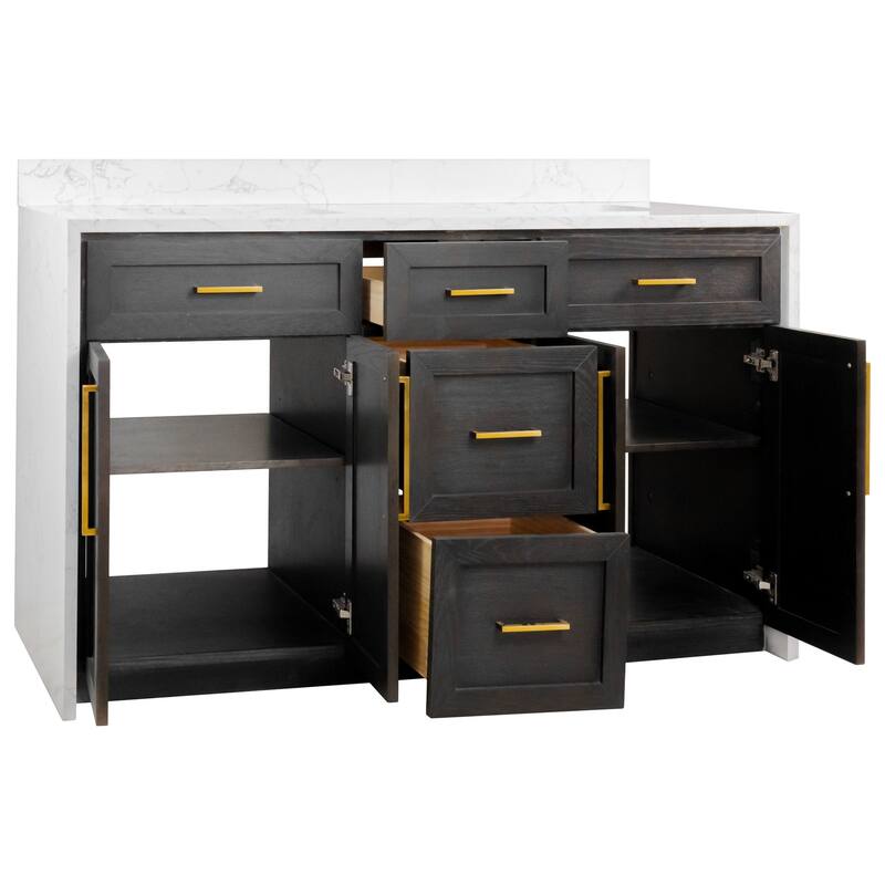 KitchenBathCollection Palisade 60" Double Waterfall Vanity with Engineered Marble Top