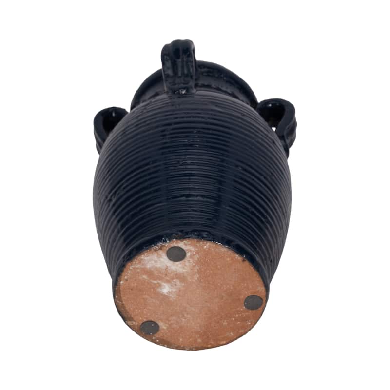 Terracotta Table Vase with Weathered Finish and Handles for Home Decor