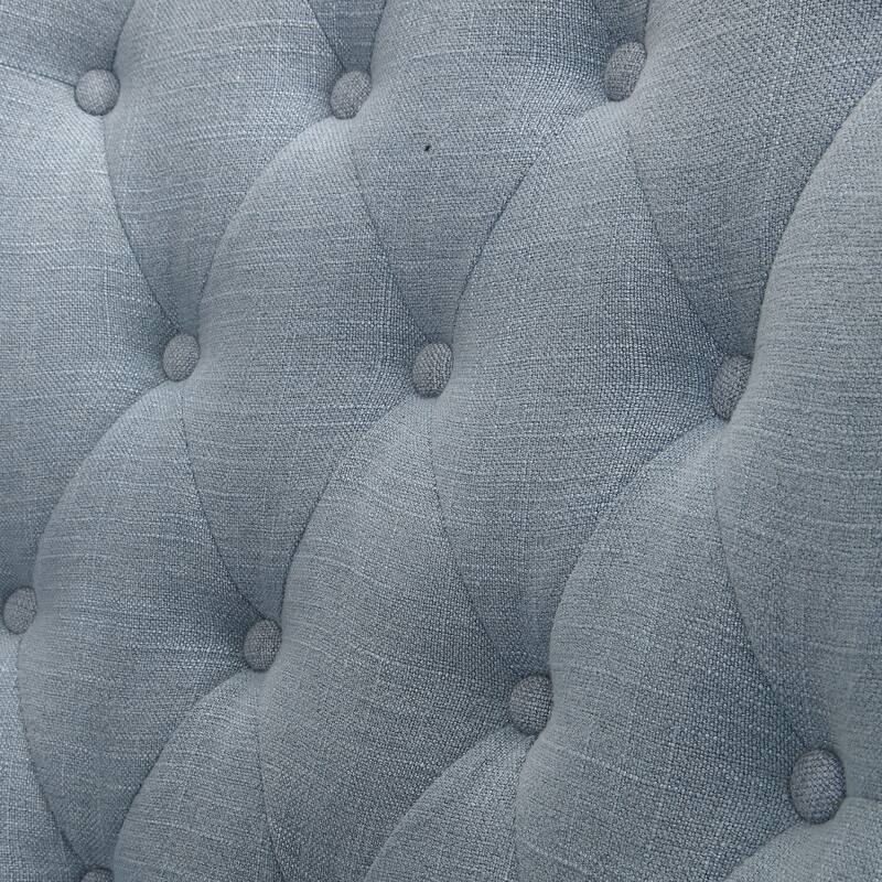 Rioni Light Blue Tufted Wing Chair with Bronze Nailhead Trim