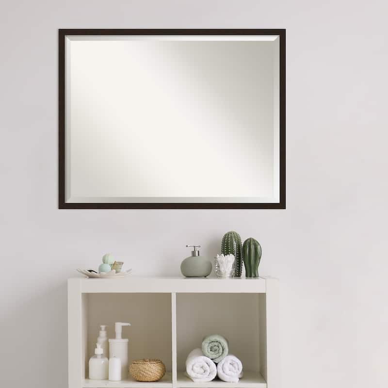 Beveled Wood Bathroom Wall Mirror - Carlisle Espresso Narrow Frame - Carlisle Espresso Narrow
