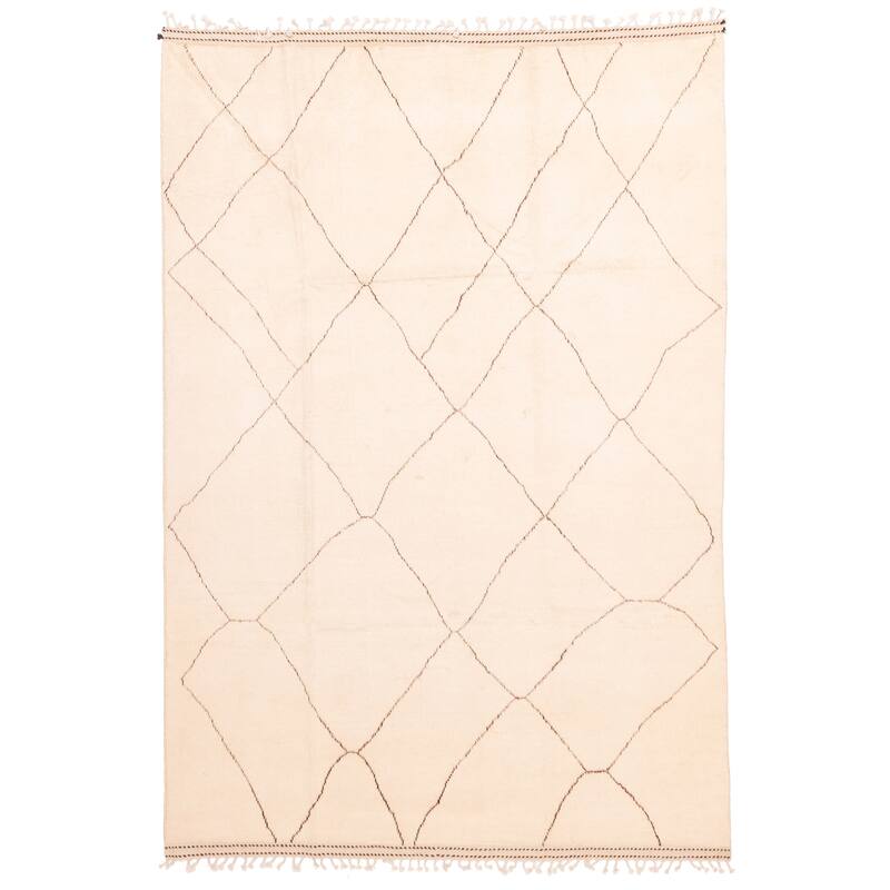ECARPETGALLERY Hand-knotted Pak Finest Marrakesh Cream Wool Rug - 6'10 x 9'10