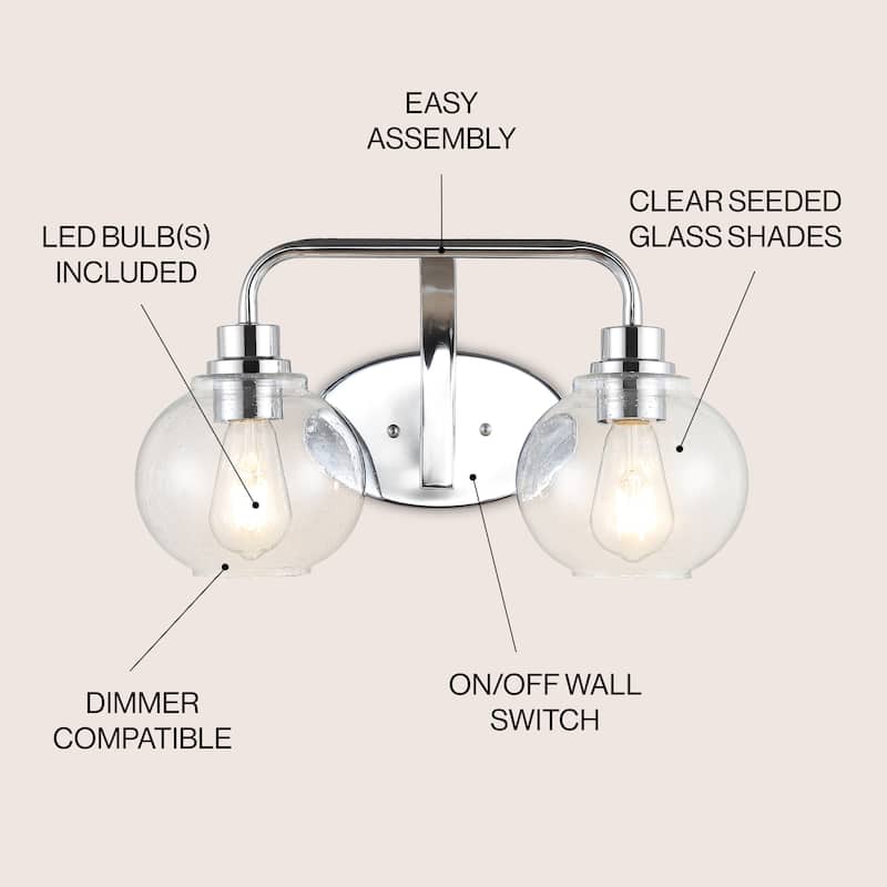 Staunton Iron/Seeded Glass Cottage Rustic LED Vanity Light, by JONATHAN Y