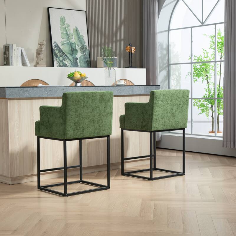 House Hold Counter Height Bar Stools Set of 2,Modern Square PU Bar Stool