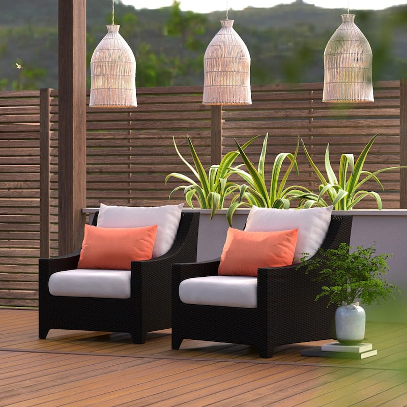 Deco 2 Piece Sunbrella Outdoor Patio Club Chairs - 30"W x 33"D x 32"H