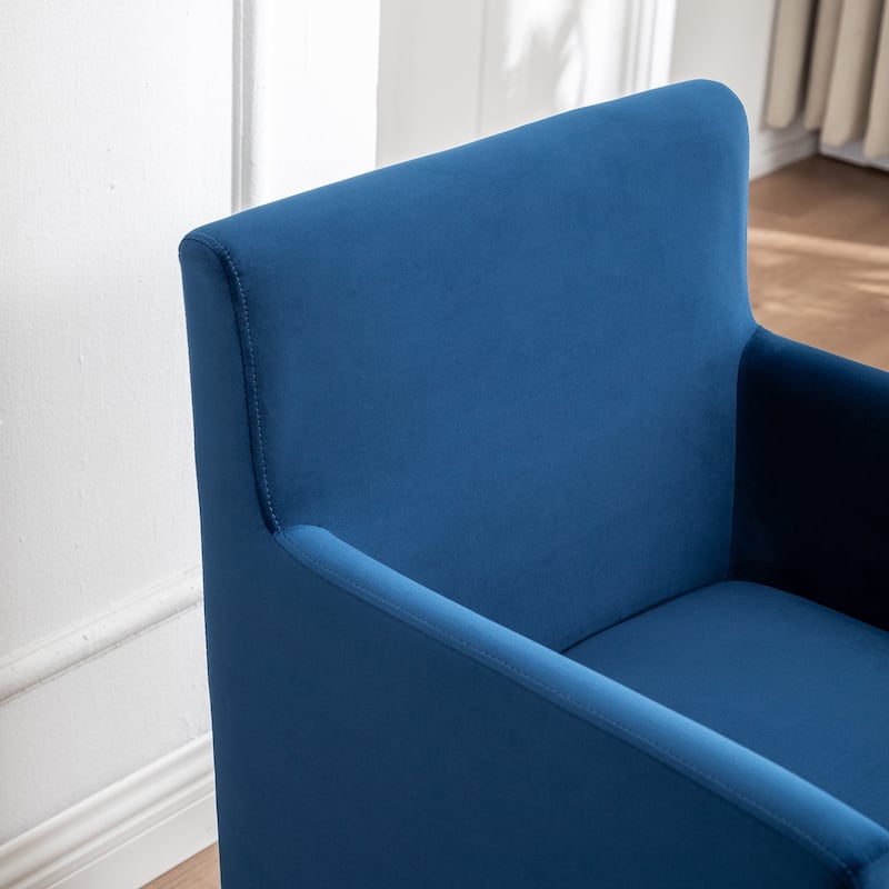 SEYNAR Modern Velvet Accent Arm Dining Chair Set of 2 with Metal Legs