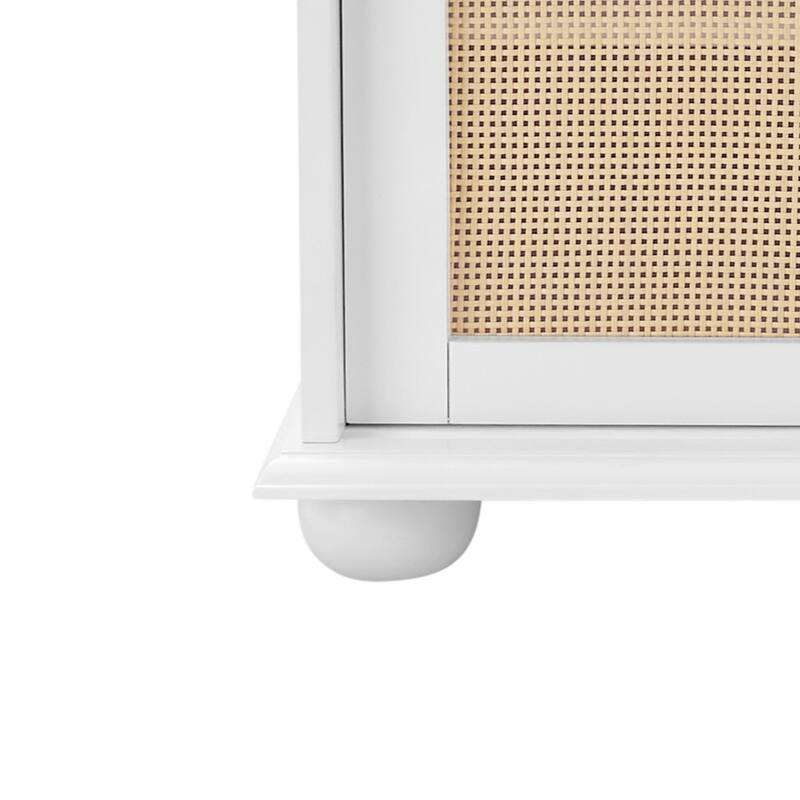 Hall Tree Storage Bench with Rattan Door, Shoe Bench with Adjustable Shelf