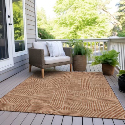 Machine Washable Indoor/ Outdoor Chantille Contemporary Geo Rug
