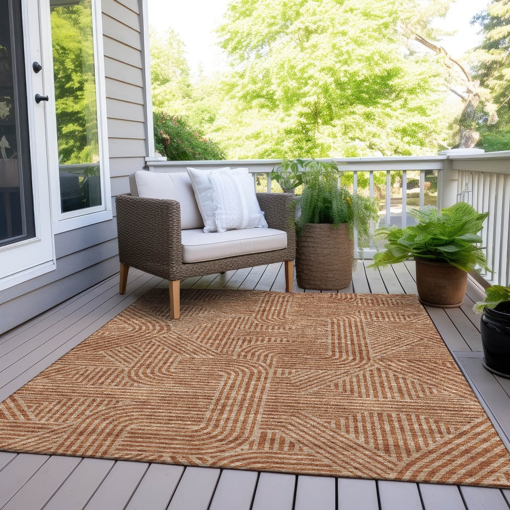 Machine Washable Indoor/ Outdoor Chantille Contemporary Geo Rug