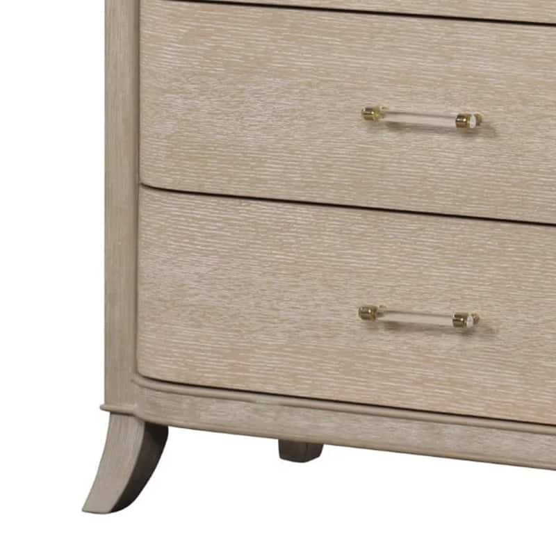 Fea Tall Dresser Chest, 5 Drawers, Natural Light Oak Brown, Acrylic Handles