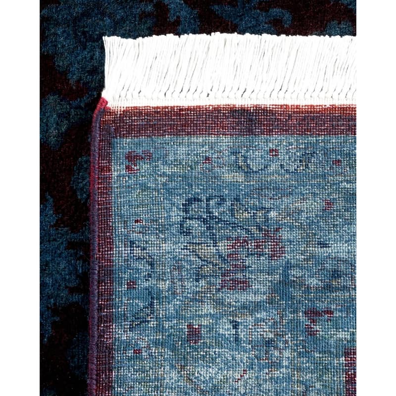 Overton Hand Knotted Wool Vintage Inspired Modern Contemporary Overdyed Blue Area Rug - 3' 1" x 5' 3"